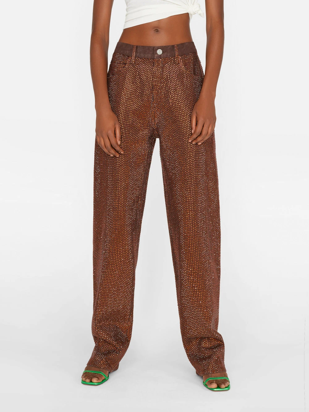 Crystal Slouchy Straight Leg Jean -- Chocolate Brown 3 Crystal Slouchy Straight Leg Jean -- Chocolate Brown