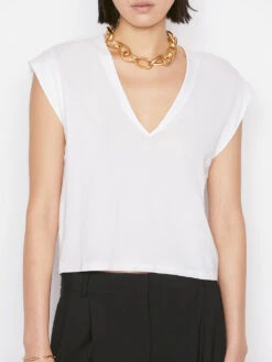 Le High Rise V Neck Tee -- Blanc 16 Le High Rise V Neck Tee -- Blanc -Chic Attire Store 58 LWTS0916 BLANC 0583