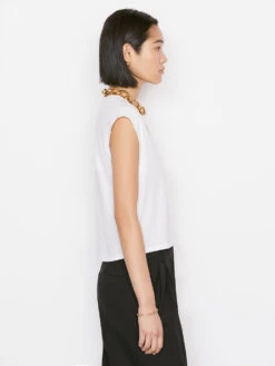 Le High Rise V Neck Tee -- Blanc 15 Le High Rise V Neck Tee -- Blanc -Chic Attire Store 58 LWTS0916 BLANC 0589