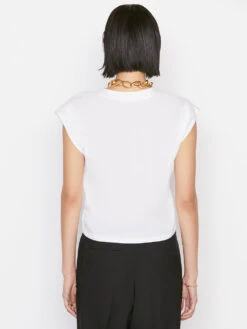 Le High Rise V Neck Tee -- Blanc 17 Le High Rise V Neck Tee -- Blanc -Chic Attire Store 58 LWTS0916 BLANC 0597