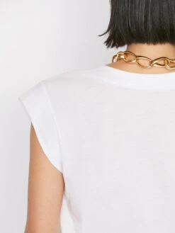 Le High Rise V Neck Tee -- Blanc 14 Le High Rise V Neck Tee -- Blanc -Chic Attire Store 58 LWTS0916 BLANC 0598