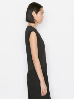 Le High Rise V Neck Tee -- Noir -Chic Attire Store 59 LWTS0916 NOIR 0675