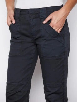 Banded Bottom Trapunto Moto Pant -- Washed Black -Chic Attire Store BBTMP999WASHED BLACK 25800