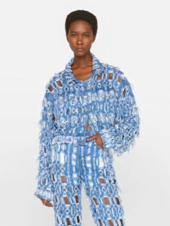 Cropped Oversized Jacket -- Blueprint Frays -Chic Attire Store COVJK727 BLUEPRINT FRAYS FRSU23EC WOMENS DAY 05 1378HR