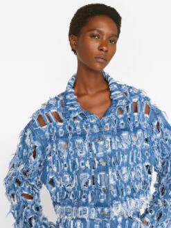 Cropped Oversized Jacket -- Blueprint Frays -Chic Attire Store COVJK727 BLUEPRINT FRAYS FRSU23EC WOMENS DAY 05 1404HR