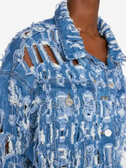 Cropped Oversized Jacket -- Blueprint Frays -Chic Attire Store COVJK727 BLUEPRINT FRAYS FRSU23EC WOMENS DAY 05 1407HR