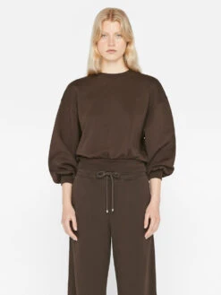 Balloon Sleeve Crew Sweatshirt -- Espresso -Chic Attire Store F23ACH02 ESPRESSO 0356