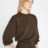 Balloon Sleeve Crew Sweatshirt -- Espresso -Chic Attire Store F23ACH02 ESPRESSO 0386