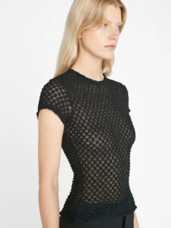 Mesh Lace Baby Tee -- Noir -Chic Attire Store F23CCH01 NOIR 0330