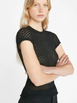 Mesh Lace Baby Tee -- Noir -Chic Attire Store F23CCH01 NOIR 0334