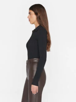 Rib Zipper Bodysuit -- Noir -Chic Attire Store F23FSW02 NOIR 0562