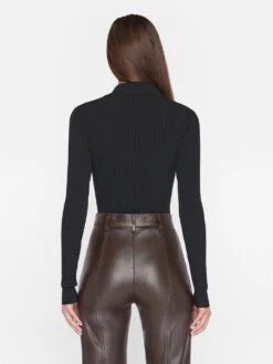 Rib Zipper Bodysuit -- Noir -Chic Attire Store F23FSW02 NOIR 0568