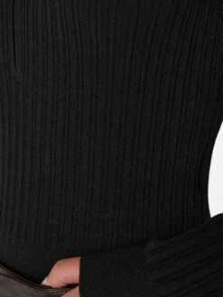 Rib Zipper Bodysuit -- Noir -Chic Attire Store F23FSW02 NOIR 0575