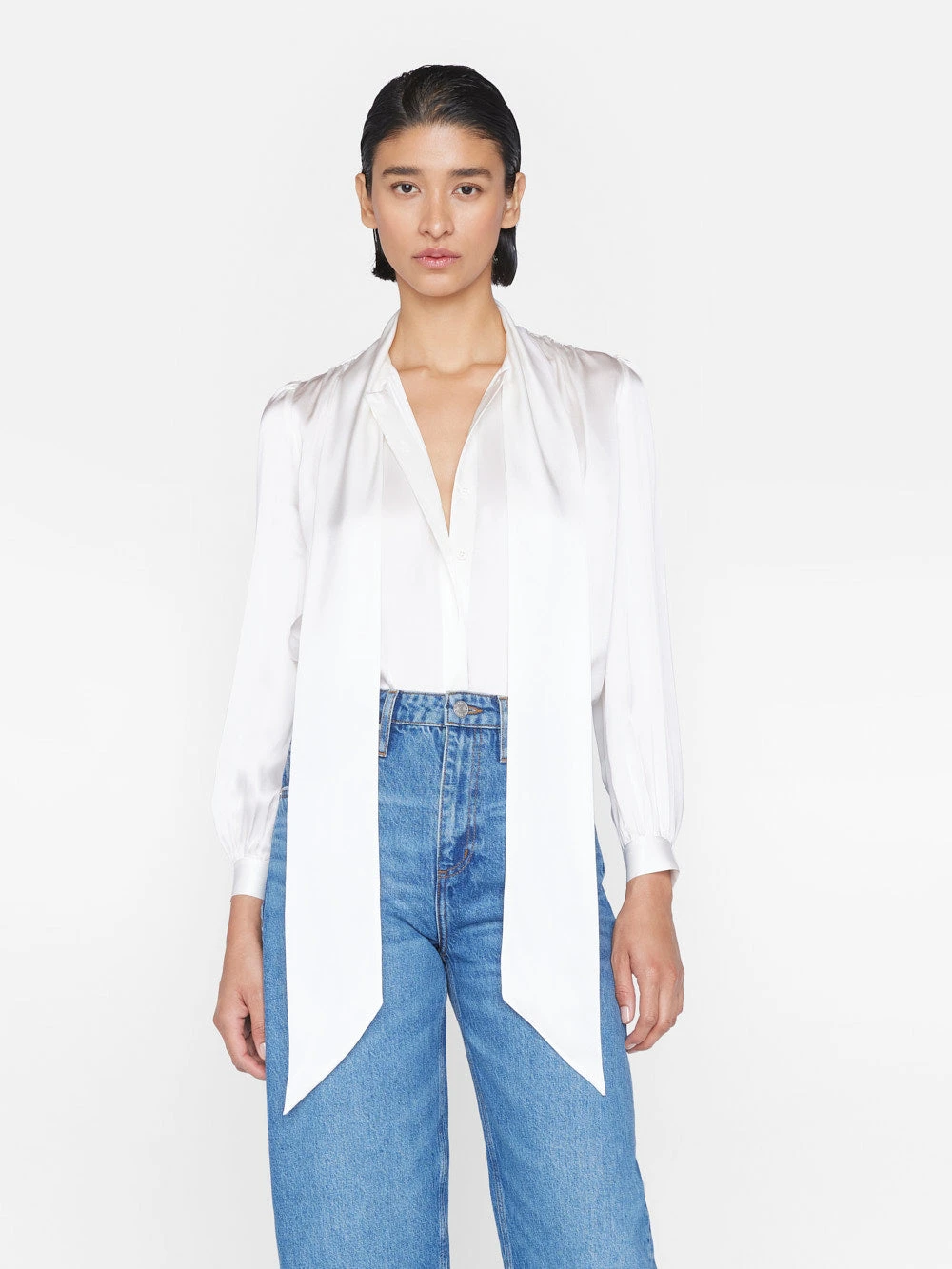 Femme Tie Neck Blouse -- Off White 4 Femme Tie Neck Blouse -- Off White - Image 2