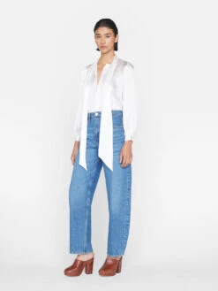 Femme Tie Neck Blouse -- Off White 11 Femme Tie Neck Blouse -- Off White -Chic Attire Store F23SBL01 OFF WHITE 0233