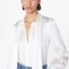 Femme Tie Neck Blouse -- Off White -Chic Attire Store F23SBL01 OFF WHITE 0248