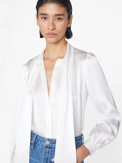 Femme Tie Neck Blouse -- Off White