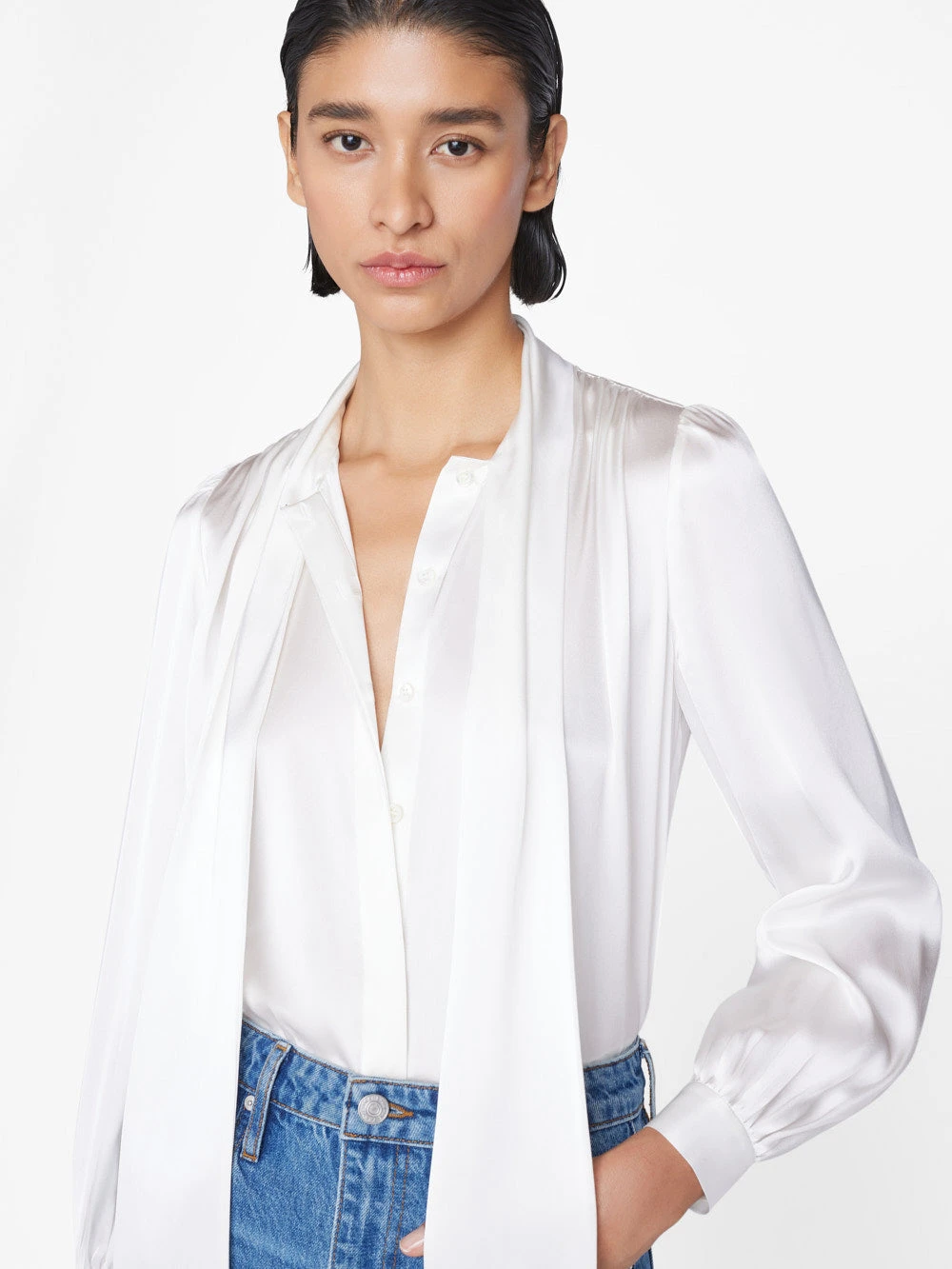 Femme Tie Neck Blouse -- Off White 3 Femme Tie Neck Blouse -- Off White