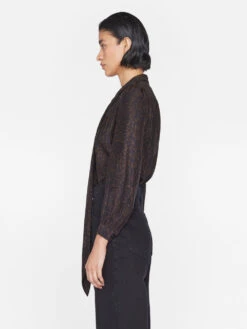 Femme Tie Neck Blouse -- Espresso Multi -Chic Attire Store F23SBL02 ESPRESSO MULTI 1558