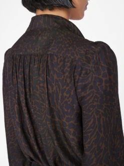 Femme Tie Neck Blouse -- Espresso Multi -Chic Attire Store F23SBL02 ESPRESSO MULTI 1565