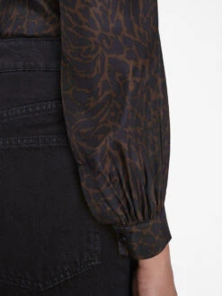 Femme Tie Neck Blouse -- Espresso Multi -Chic Attire Store F23SBL02 ESPRESSO MULTI 1567