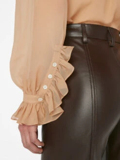 Ruffle Front Button Up Shirt -- Blush 16 Ruffle Front Button Up Shirt -- Blush -Chic Attire Store F23SBL03 BLUSH 0825