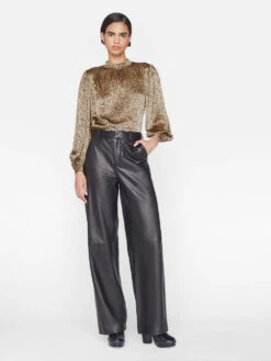 Shirred Mock Neck Blouse -- Beige Multi 13 Shirred Mock Neck Blouse -- Beige Multi -Chic Attire Store F23SBL06 BEIGE MULTI 0903