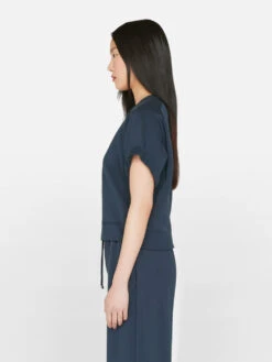 Slouchy Rolled Sweatshirt -- Navy -Chic Attire Store LWAC0735 NAVY FRSU23EC II WOMENS DAY 01 0906HR