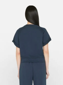 Slouchy Rolled Sweatshirt -- Navy -Chic Attire Store LWAC0735 NAVY FRSU23EC II WOMENS DAY 01 0921HR