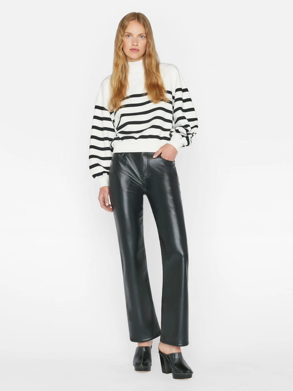 Balloon Sleeve Mockneck Sweatshirt -- Off White Multi 4 Balloon Sleeve Mockneck Sweatshirt -- Off White Multi - Image 2