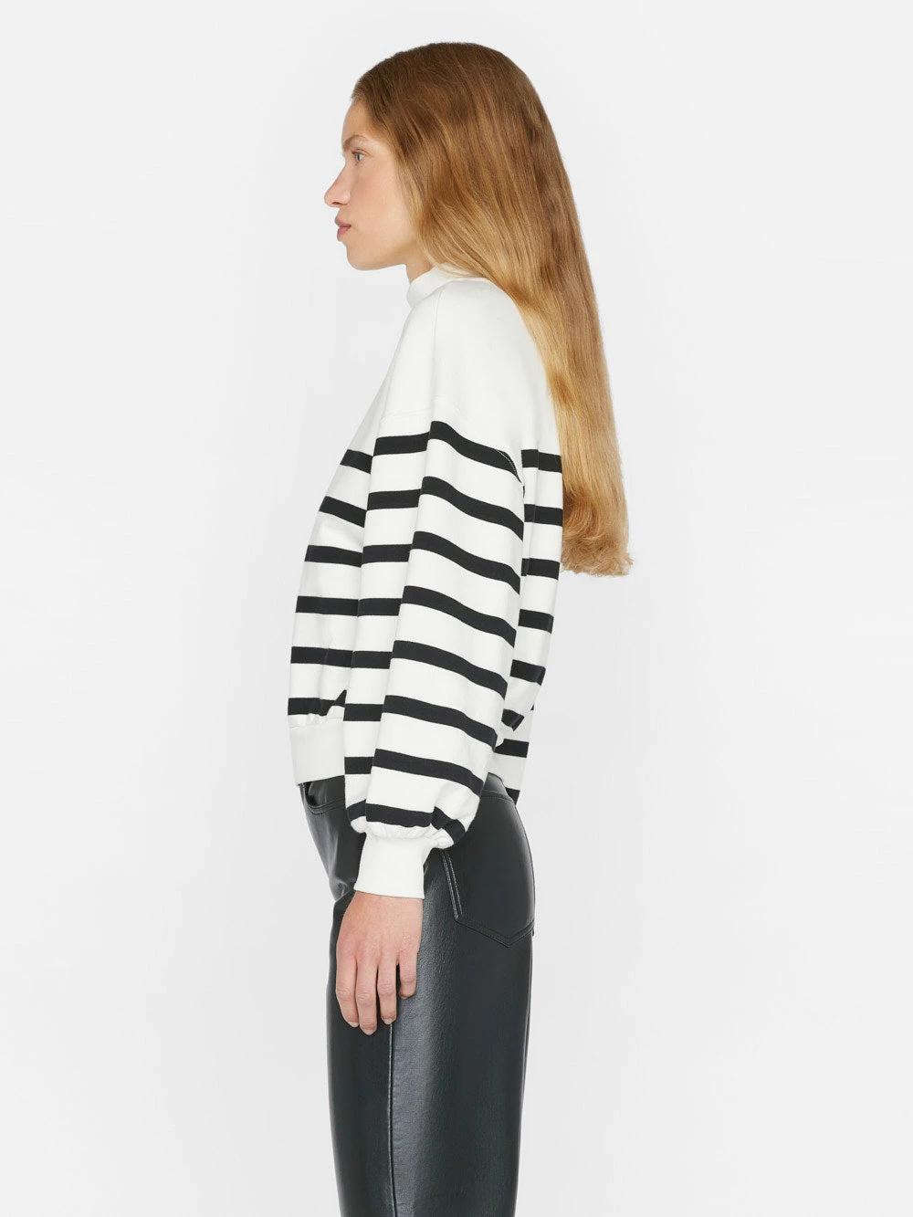 Balloon Sleeve Mockneck Sweatshirt -- Off White Multi 9 Balloon Sleeve Mockneck Sweatshirt -- Off White Multi - Image 7
