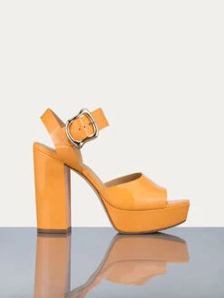 Le Carr Platform Sandal -- Nectarine Patent