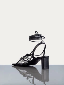Le Adelaide Crochet Lace Up Heel -- Noir -Chic Attire Store LWFT0357 NOIR 2copy