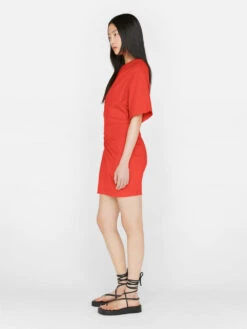 Draped Knit Mini Dress -- Red Orange -Chic Attire Store LWKD0472 RED ORANGE FRSU23EC II WOMENS DAY 01 0186HR1