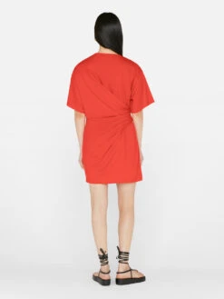 Draped Knit Mini Dress -- Red Orange -Chic Attire Store LWKD0472 RED ORANGE FRSU23EC II WOMENS DAY 01 0197HR