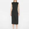 Draped Knit Midi Dress -- Noir