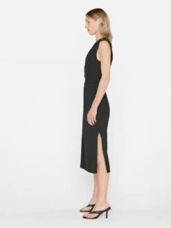 Draped Knit Midi Dress -- Noir -Chic Attire Store LWKD0475 NOIR FRSU23EC WOMENS DAY 03 0591HR
