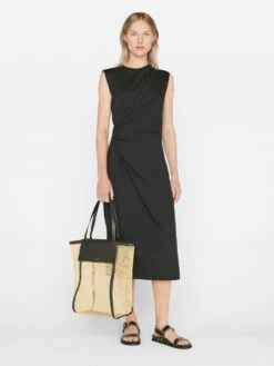 Draped Knit Midi Dress -- Noir -Chic Attire Store LWKD0475 NOIR FRSU23EC WOMENS DAY 03 0618HR