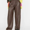 Baggy Leather Trouser -- Chocolate Brown -Chic Attire Store LWLT0695 CHOCOLATE BROWN FRSU23EC WOMENS DAY 04 11799HR