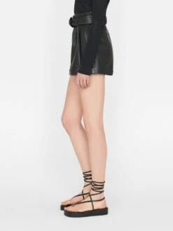 Paperbag Leather Short -- Noir -Chic Attire Store LWLT0703 NOIR FRSU23EC II WOMENS DAY 02 1326HR