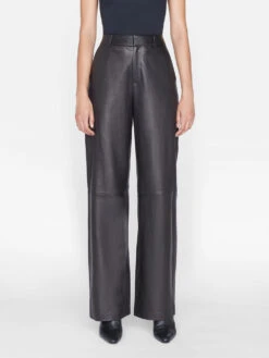 High Rise Relaxed Leather Trouser -- Noir
