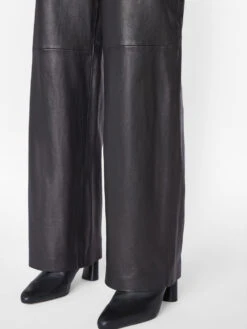 High Rise Relaxed Leather Trouser -- Noir -Chic Attire Store LWLT0712 NOIR 1036