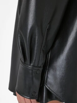 Recycled Leather Shirt Jacket -- Noir -Chic Attire Store LWLT0723 NOIR 0692