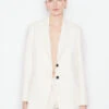 Oversized Raw Edge Blazer -- Off White -Chic Attire Store LWOT0813 OFF WHITE FRSP22EC II WOMENS DAY 01 0020HR