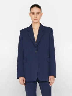 Oversized Raw Edge Blazer -- Navy