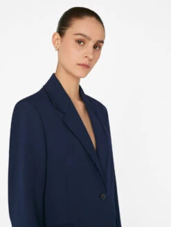 Oversized Raw Edge Blazer -- Navy -Chic Attire Store LWOT0881 NAVY FRSU23EC II WOMENS DAY 02 1042HR