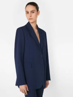 Oversized Raw Edge Blazer -- Navy -Chic Attire Store LWOT0881 NAVY FRSU23EC II WOMENS DAY 02 1045HR
