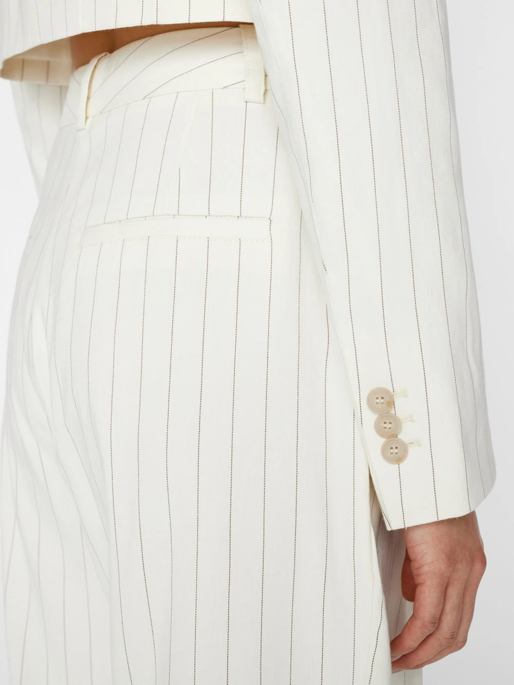 Cropped Strong Shoulder Blazer -- Bone Multi 5 Cropped Strong Shoulder Blazer -- Bone Multi - Image 3