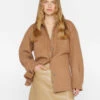 Oversized Trucker Shirt Jacket -- Light Camel -Chic Attire Store LWOT0948 LIGHT CAMEL 0842