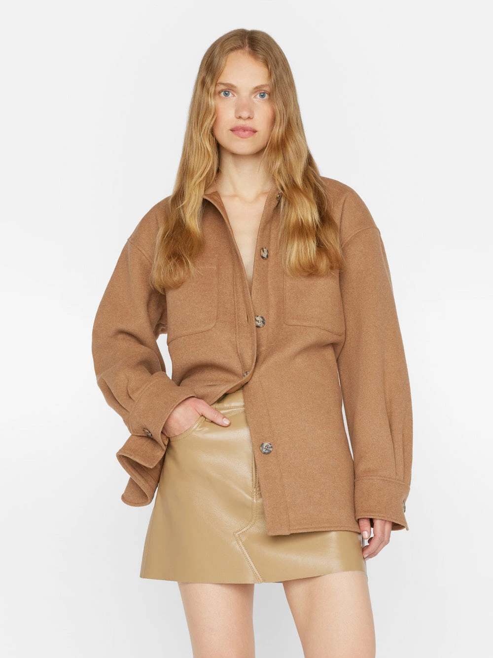 Oversized Trucker Shirt Jacket -- Light Camel 3 Oversized Trucker Shirt Jacket -- Light Camel